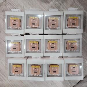 12pk heyday 2-Port 15W USB-A and USB-C Wall Charger Peach Color New